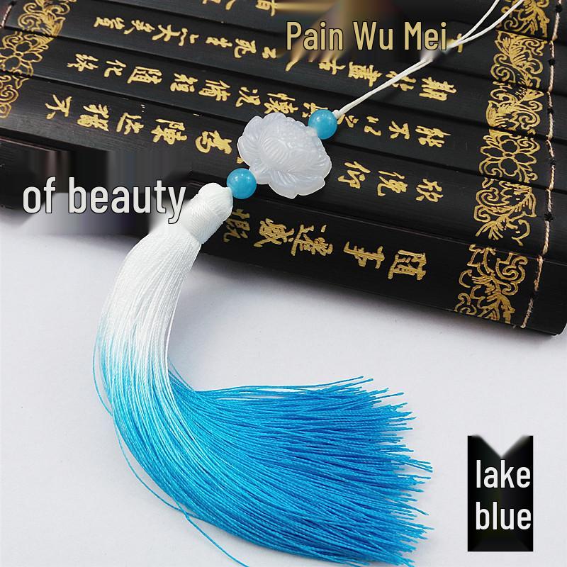 

Lotus Gradient Tassel White Jade Pendant Folding Fan Ornament