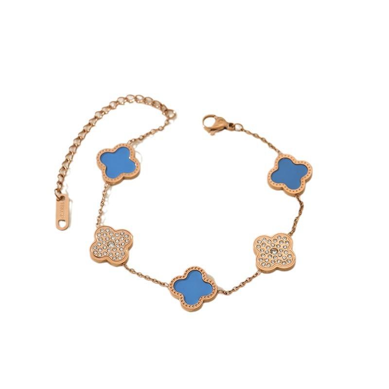 Fashion 18K Four-leaf Clover Bracelet Titanium Steel Light Luxury Senior Sense of Simplicity Fashion Versatile Bracelet