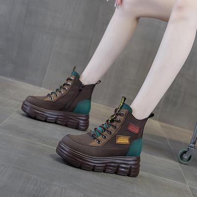 Huajiang platforma Martin boots zimní móda barevné sladění malý muž zvyšující retro krátké boty trendy dámské boty