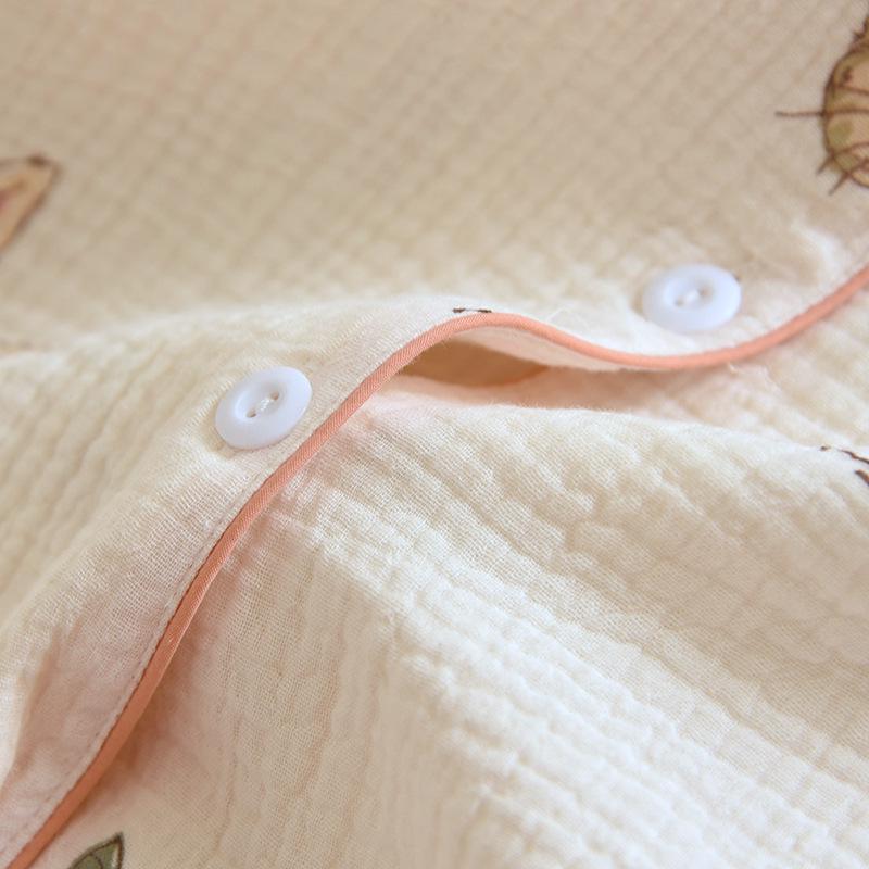 Women's Summer Cotton Crepe Pajama Set with Short Sleeves & Shorts