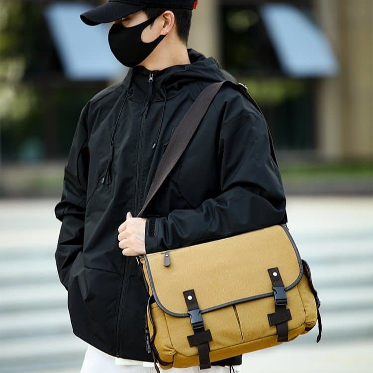 Vintage męska torba listonoszka z klapką na ramię