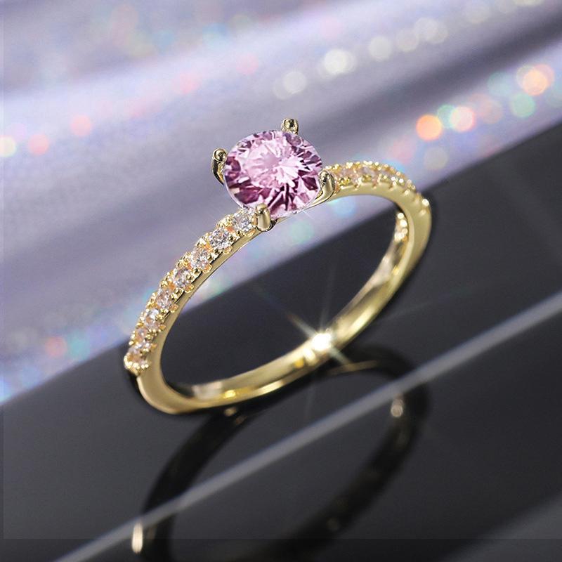 Style Pink Sparkling Zircon Princess Square Engagement Ring for Ladies and Girlfriends Luxury Proposal  Gift Fashion Jewelry