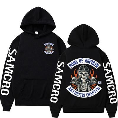 Motocyklová SoA - Sons of Aspirin - Vtipná motorkářská mikina s kapucí Pánská móda Ležérní fleecová mikina Unisex Harajuku Hip Hop Y2k Mikiny