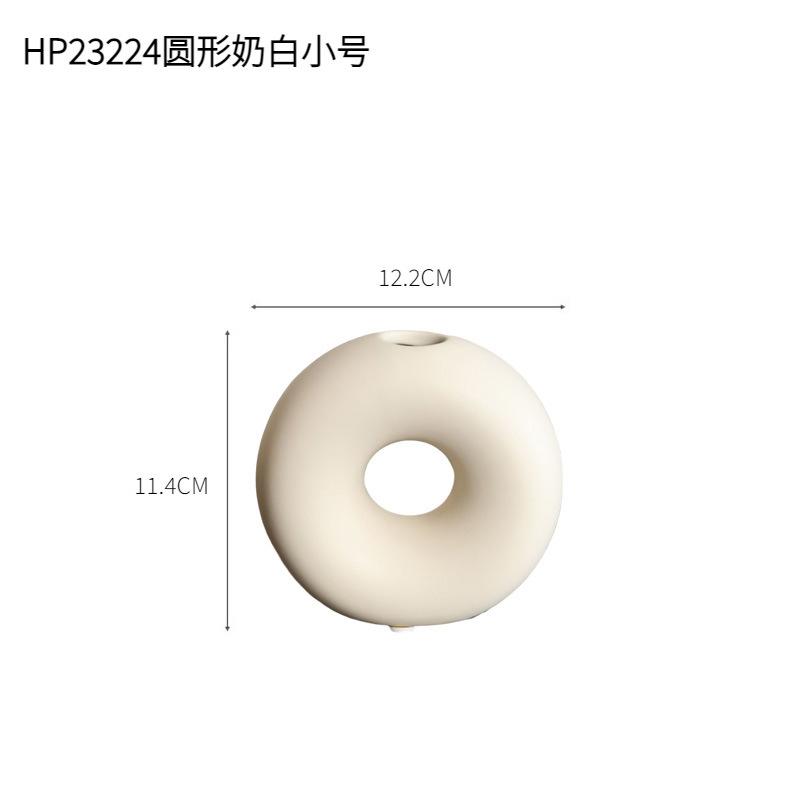 

Nordic Cream Style Donut Ceramic Vase Ornament Living room flower arrangement, dried flowers living room dining table soft decor
