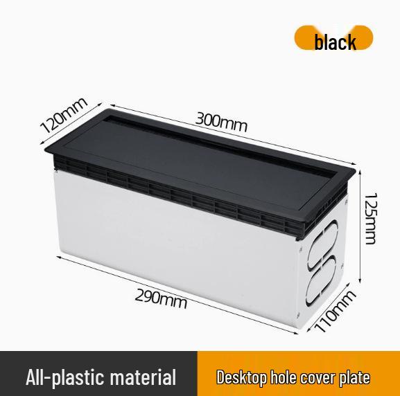 Dustproof Aluminum Cable Management Box: Flip-Top Desk Wire Cover Plate with Brush
