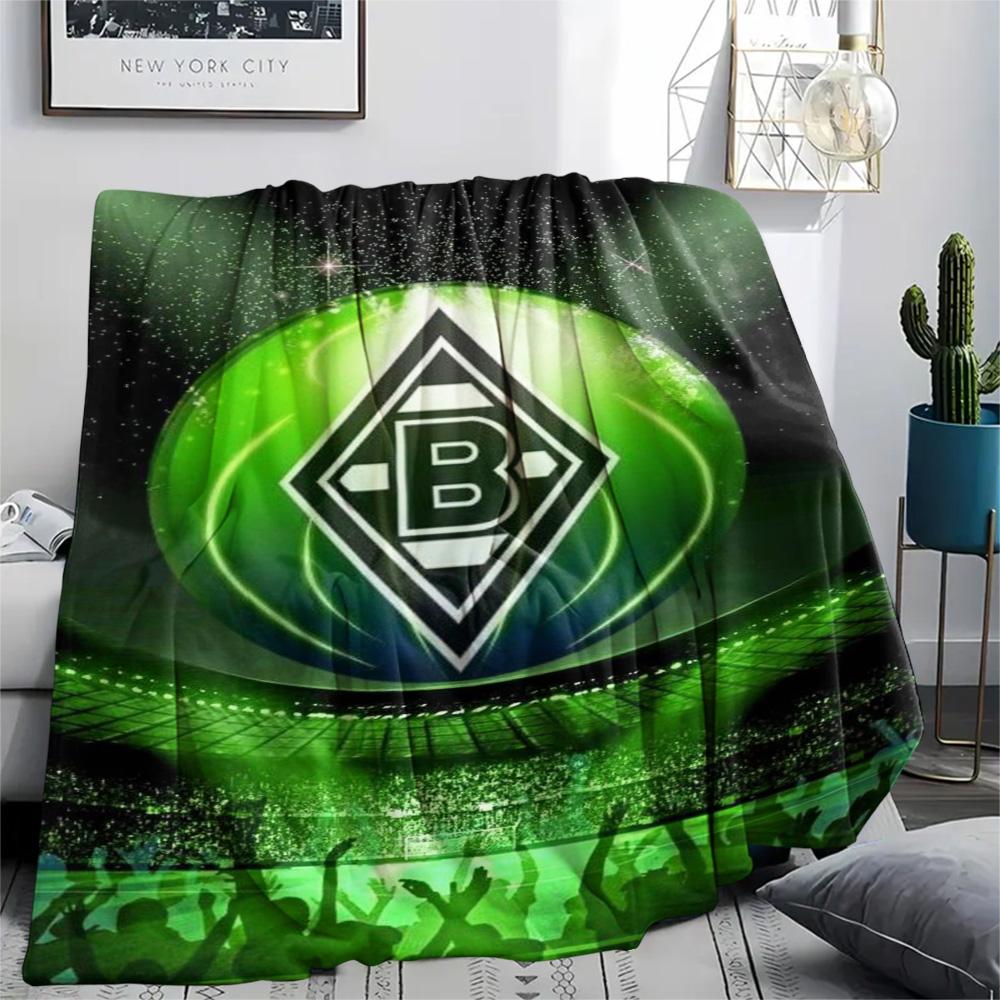 1 szt. Koc Flanelowy z Nadrukiem Borussia Mönchengladbach Wysokiej Jakości Ciepły Komfortowy Pokrycie na Wszystkie Pory Roku Idealny na Prezenty Wystrój Domu