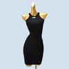 Halterneck Sunken Stripe Silm Bodycon Dress Narrow Shoulder Knitting Dress Black Inner Sling Dress