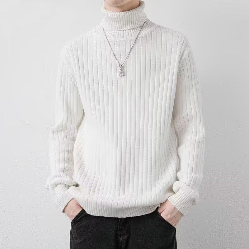 Men's Korean Style High Neck Sweater - Trendy Warm Autumn/Winter Knitwear for Casual Wear