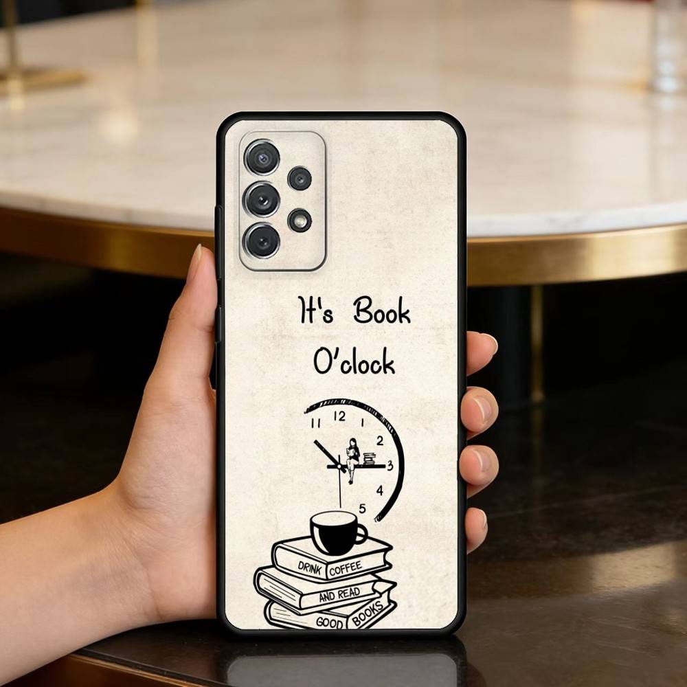 Coffee-Study-Book-illustration Phone Case For Samsung Galaxy A73,A72,A71,A70,A53,A52,A51,Soft Silicone Black Cover Samsung a30 a20