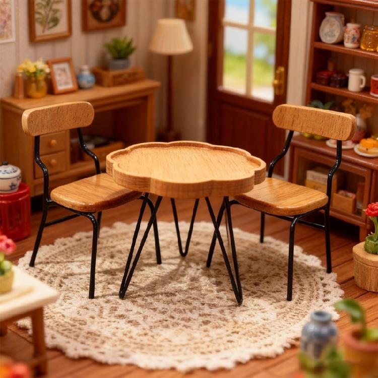 Simulation Leisure Table Chair Set Kids Pretend Play Accessories Furniture For 1/12 Doll House Scene Setting Decoration