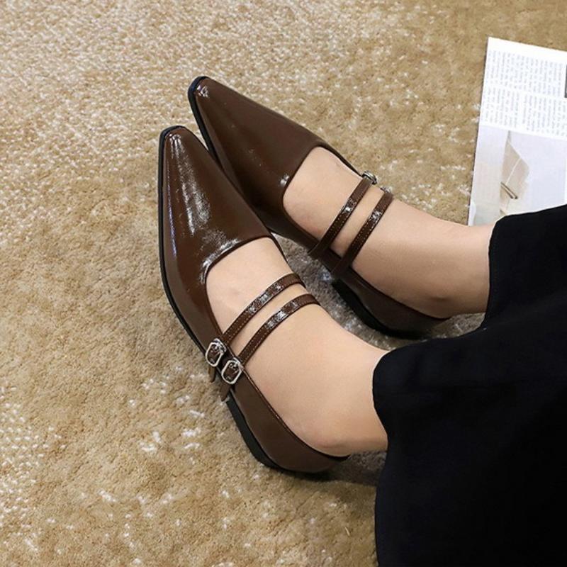 2025 New Fashion High Quality Pointed Toe Women Mary Jane Shoes Fashion Shallow Dress Low Heel Shoes