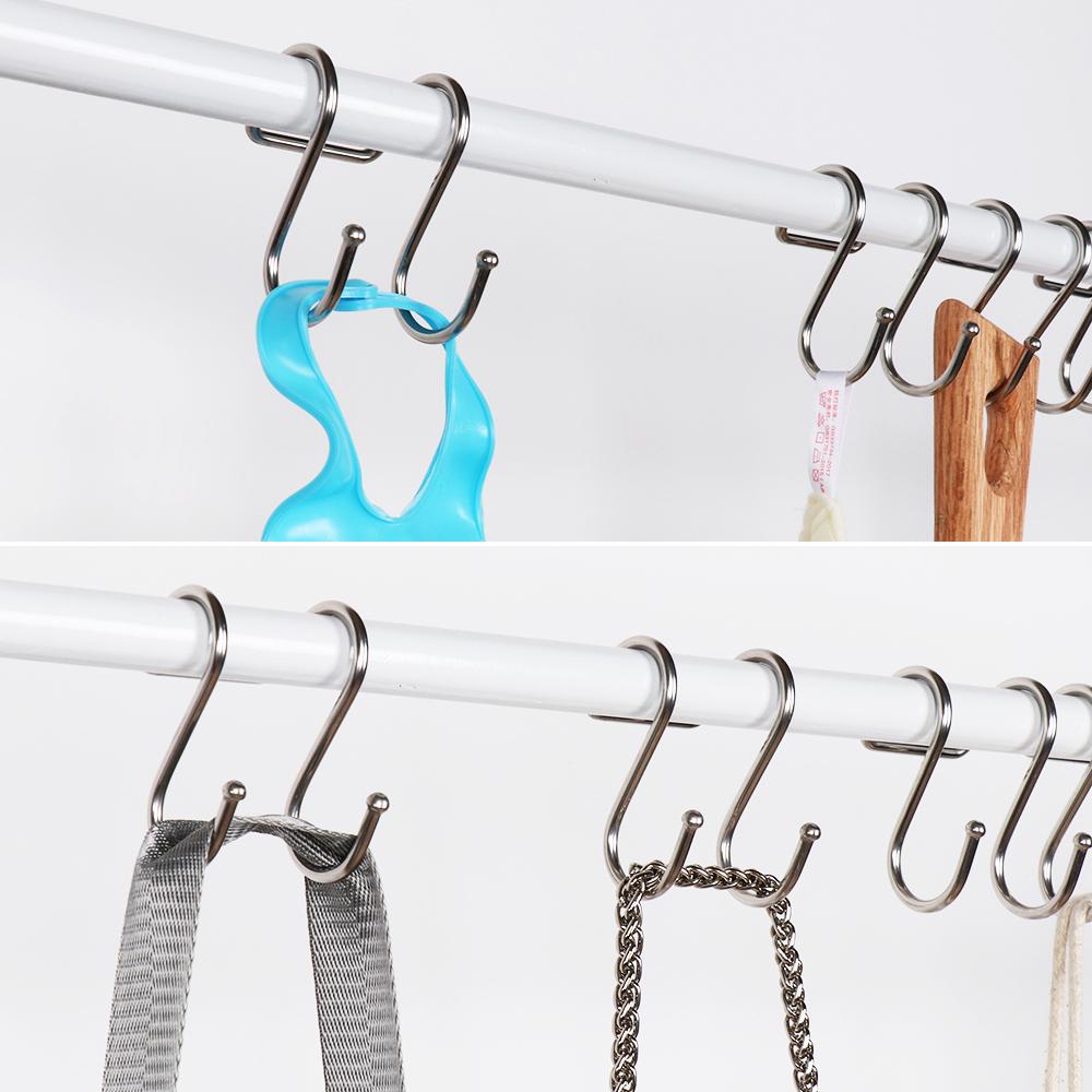 

Bathroom Holder Stainless Steel Hanger Clasps Hooks Double S Shaped Hook Storage Rack