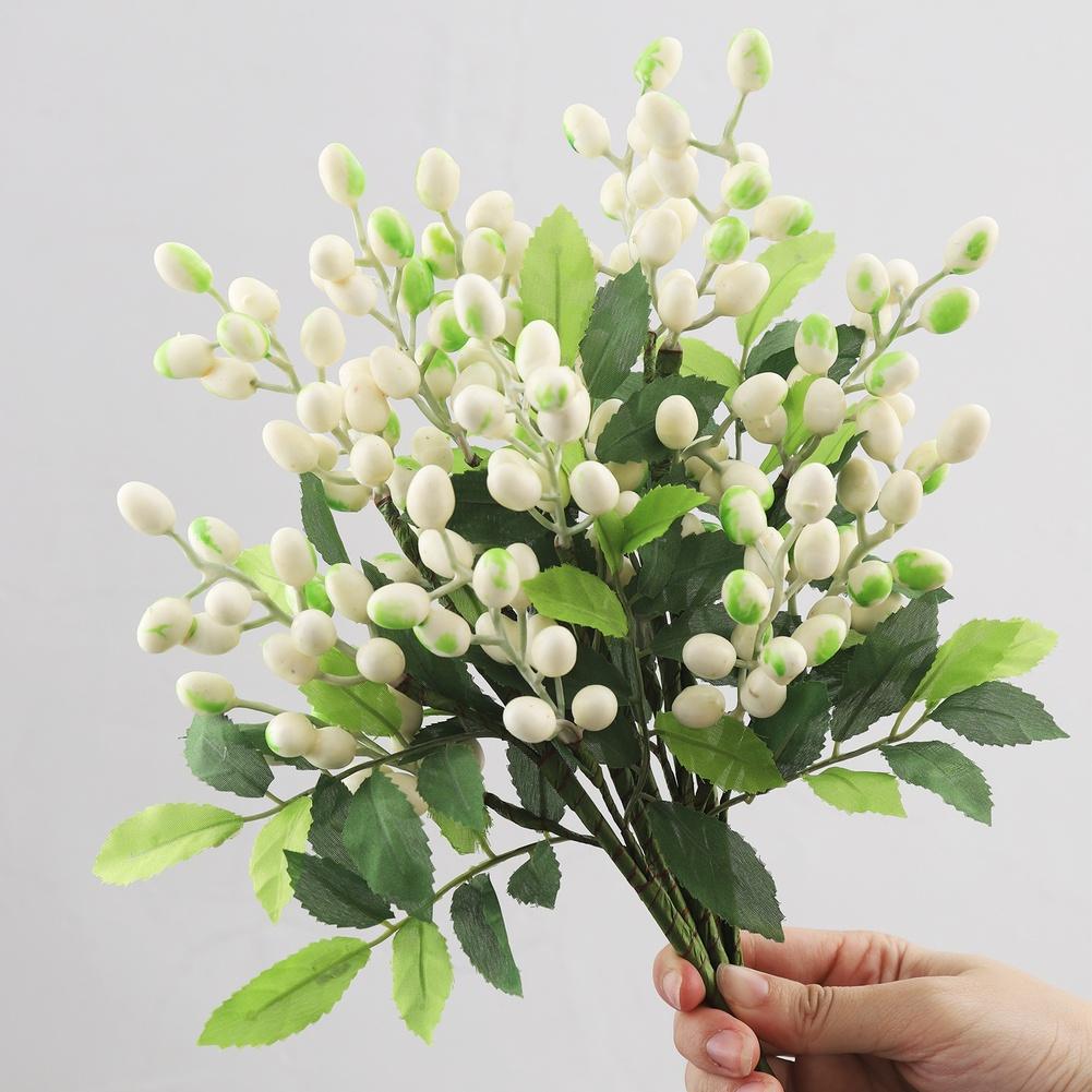 5 Pcs 138 Inch Faux Olive Branches with White Buds and Green Leaves for Mediterranean Style Wedding and For Home Decor