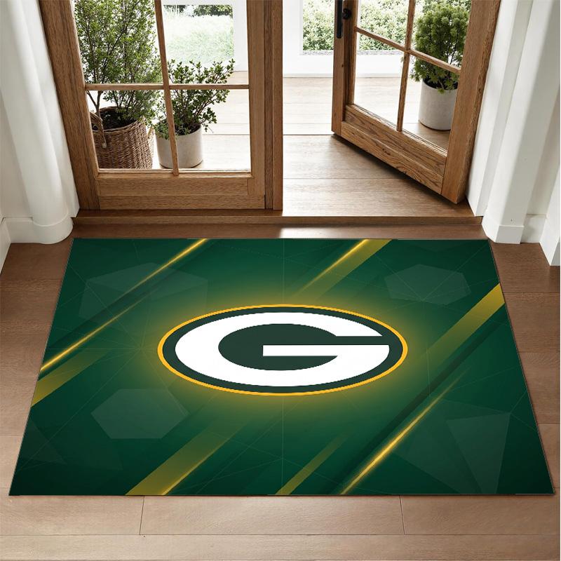 Green Bay Packers Design Crystal Velvet Rug Soft Decorative Mat for Bedroom Entrance