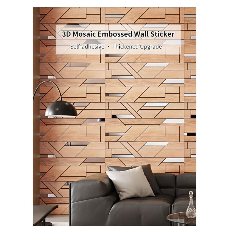 3D selbstklebende Wandpaneele - 60x30cm Geometrische PVC-Tapete, Strukturierte Wandaufkleber für Wohnzimmer Schlafzimmer, Wasserdichte Wanddekoration