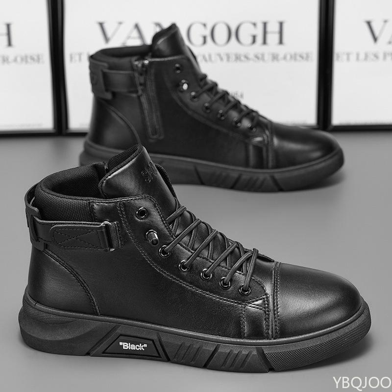 New spring autumn simple comfortable high top men's shoes casual trendy versatile retro warm cotton shoes