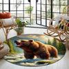 1Pc Bear Circular Print Rug - Home Decoration Carpet For Living Room Bedroom Flooring Computer Chair Area Rug