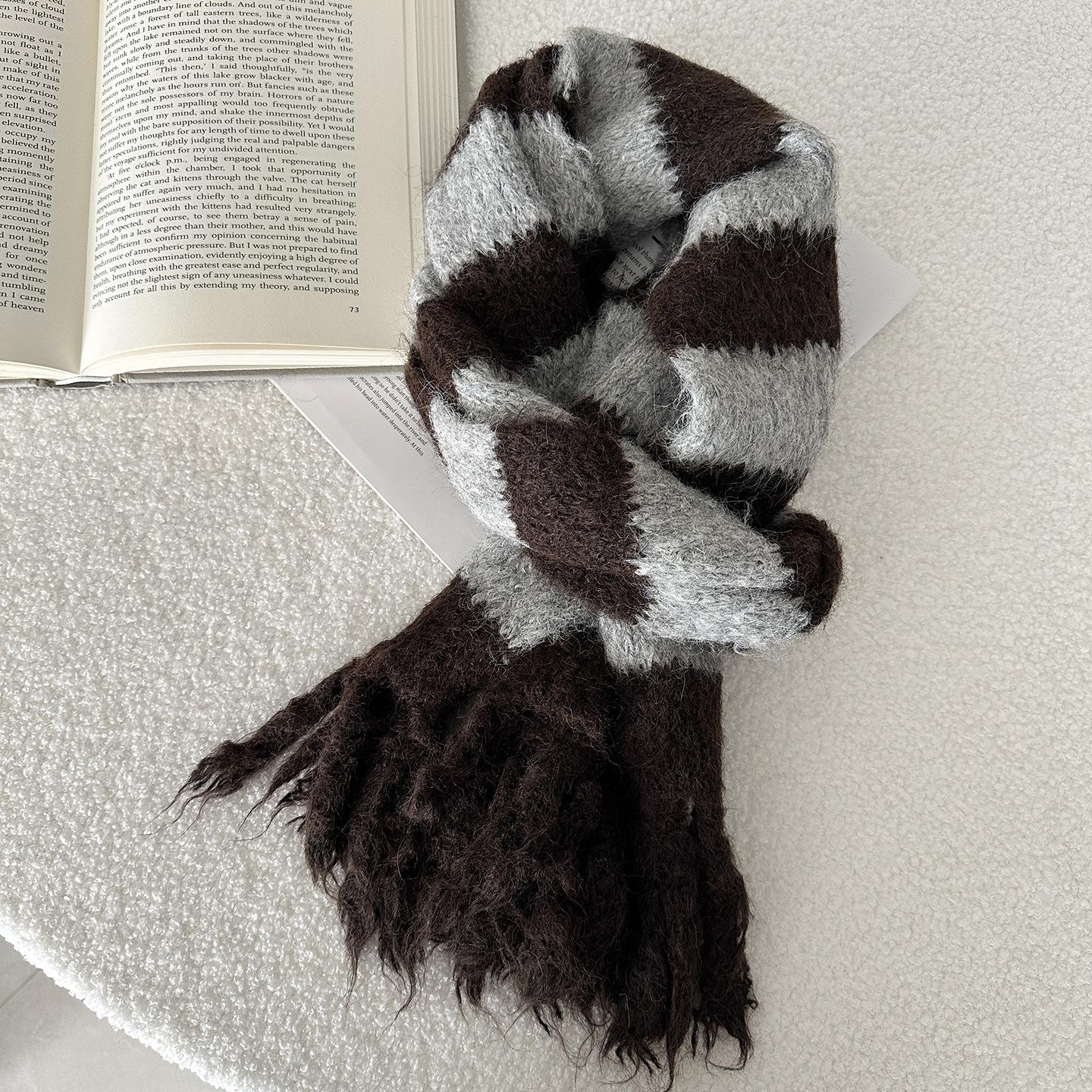 

Winter Warm Long Tassel Striped Knitted Scarf Sweet and Cute Shawl Thick Warm Scarf 170*22cm