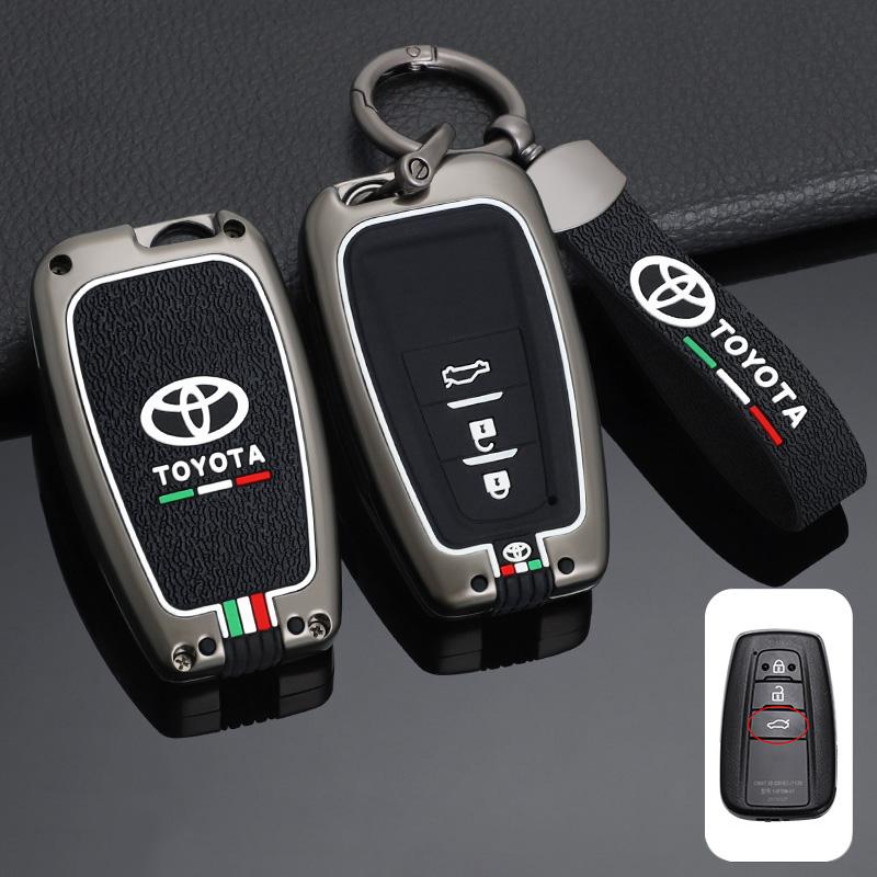 Zinc Alloy+Silicone Car Remote Key Case Cover For Toyota Prius Camry Corolla C-HR CHR RAV4 Prado 2018 2019 Keychain Accessories