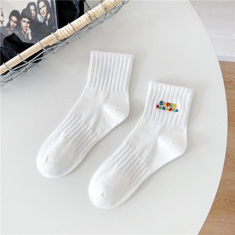 Cityboy Korean Trend Embroidered Mid-Calf Skateboard Cotton Socks for Men and Women