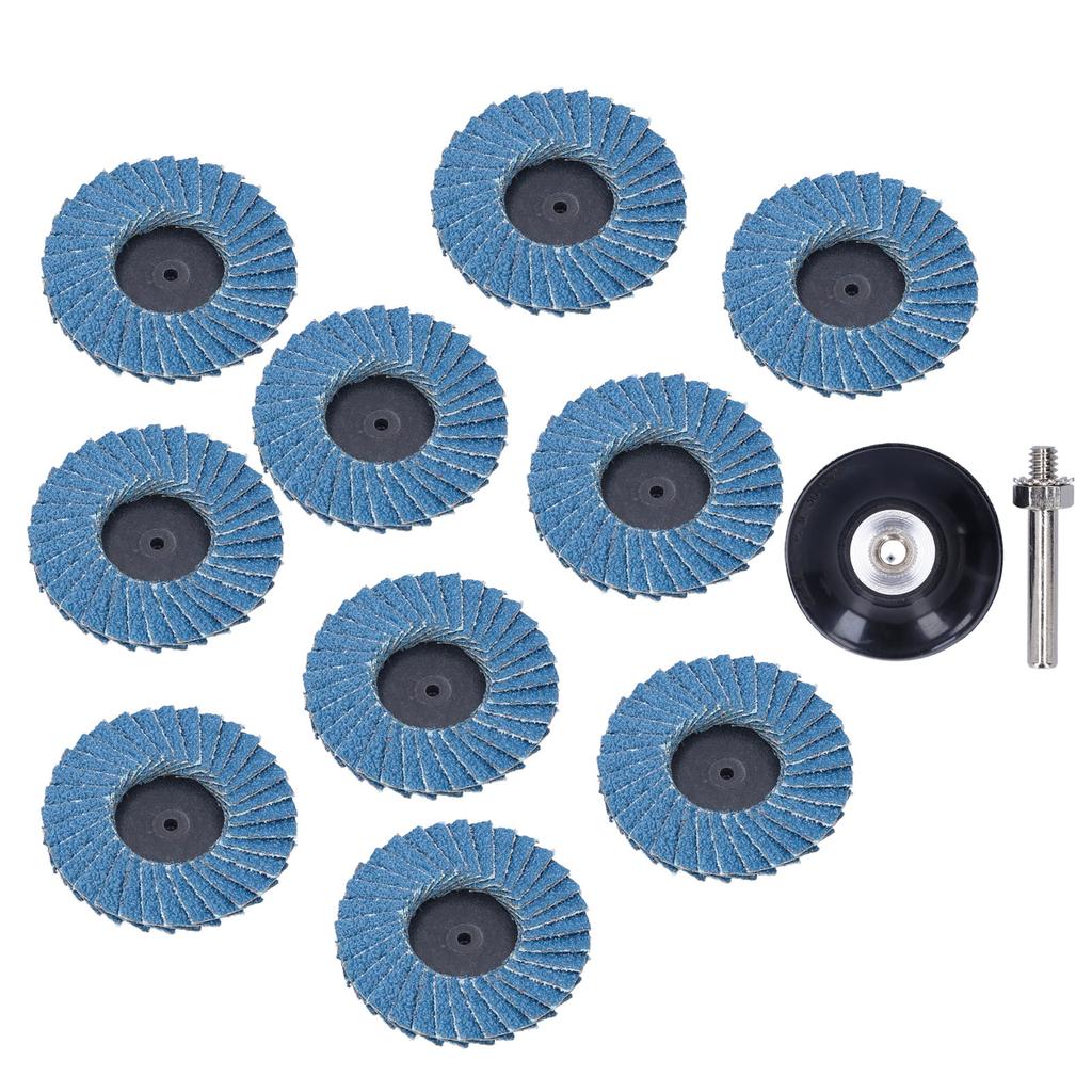 10Pcs Abrasive Wheel 80?Grit Torsion Zircon Corundum Grinding Flap Disc with Rubber Disc 2in