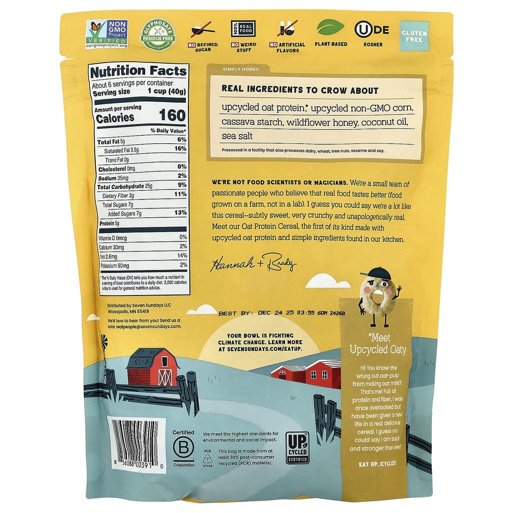 Seven Sundays Oat Protein Cereal, Simply Honey, 8 oz (227 g)