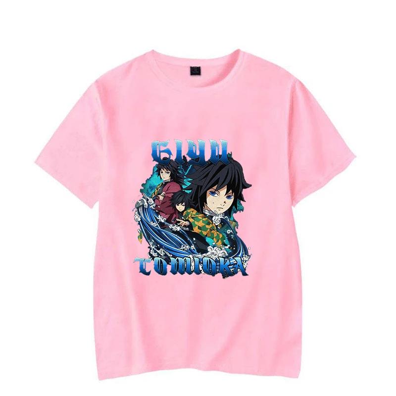 Tomioka Giyuu Anime New Men's Summer Short-sleeved T-shirt Harajuku 100% Cotton Casual T-shirt Fun Short-sleeved