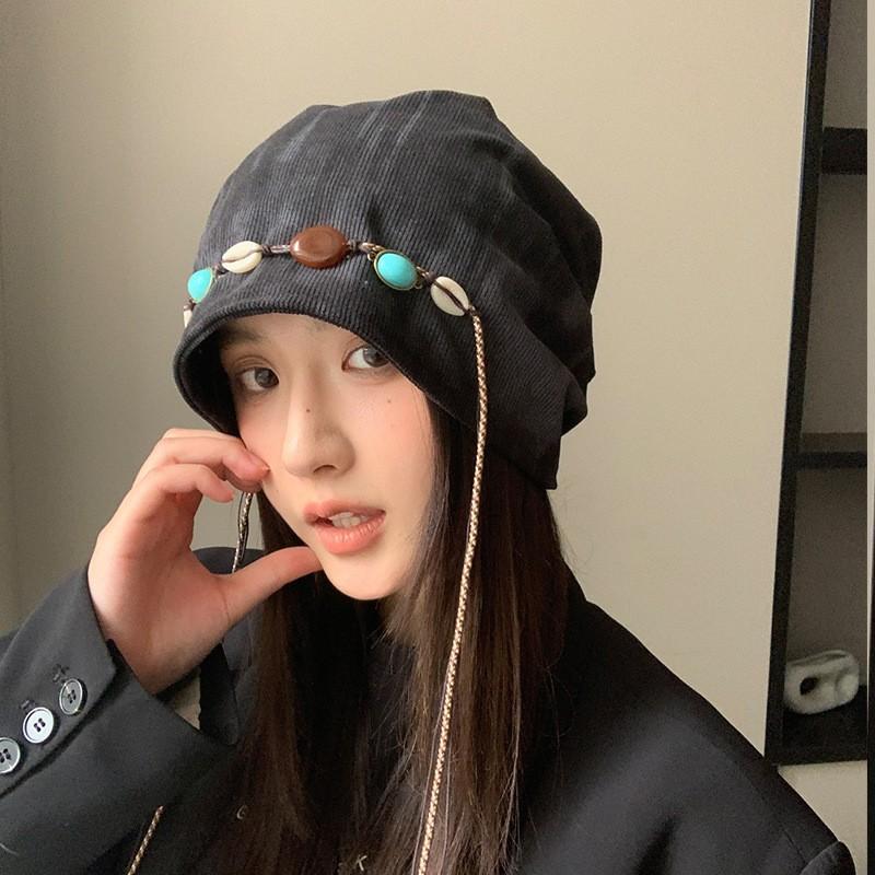 Women's autumn and winter hats, crimped warm knitted hats, ear protectors, cold-proof pullovers, and headcaps for men