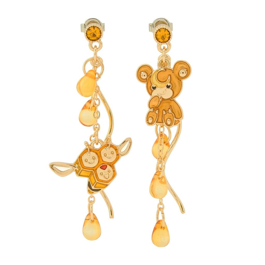 Pokemon Center Teddiursa Combee Pierce Earrings Swing Honey Drop Design FS JP