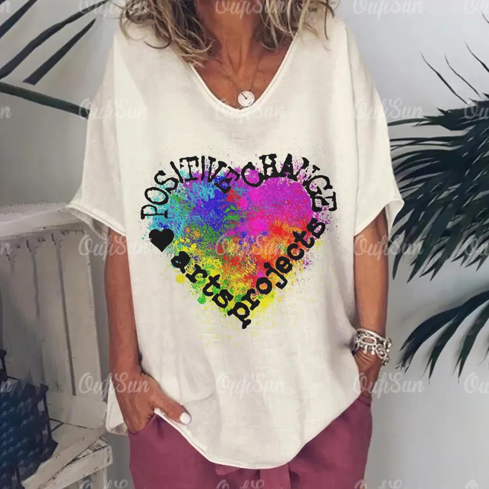 Ρούχα Γυναικεία με Λαιμόκοψη V Oversized Ρούχα Γυναικεία Κοντομάνικα Καλοκαίρι Ρετρό Μπλουζάκι Μόδες Βιολιά Μπλουζάκι με Εκτύπωση Streetwear