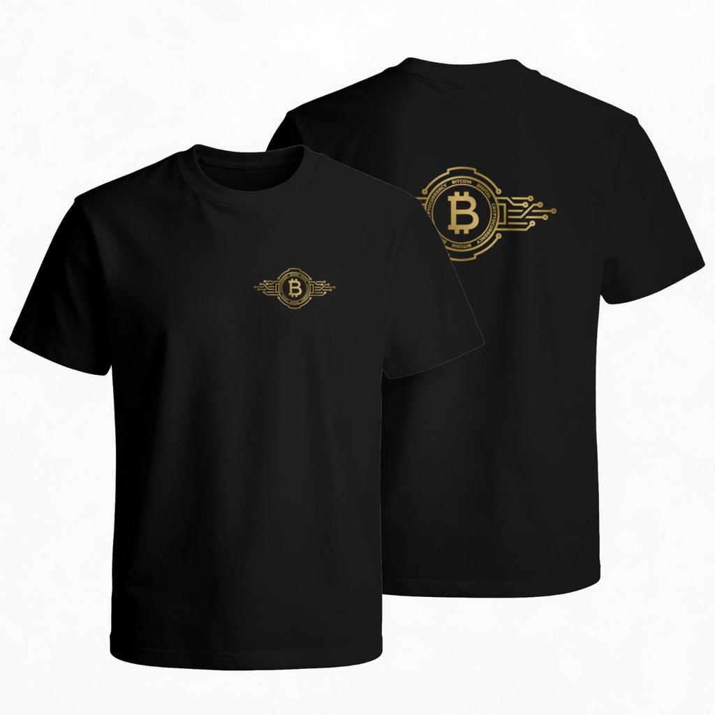 Bitcoin Cryptocurrency Tech Circuit Print Men Women Cotton Graphic T-Shirt Daily Casual Tee