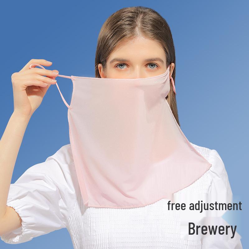 Women's Ice Silk Sun Protection Face Mask: Breathable, Ear-Hanging, Moisture-Wicking, Quick-Drying Veil for Outdoor Cycling and Driving.