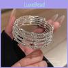 Geometric Silver Copper Bangle With Rhinestone Embellishments For Fashion Women