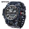 SANDA Women's Trendy LED Dual Display Waterproof Watch with Hourly Chime