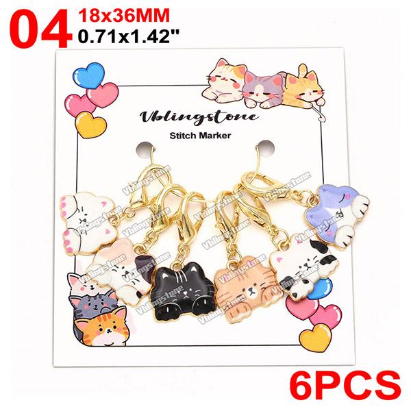 Cat Knitting Stitch Markers Metal Animal Enamel Charms Crochet Locking Knitting Markers Sew Accessories