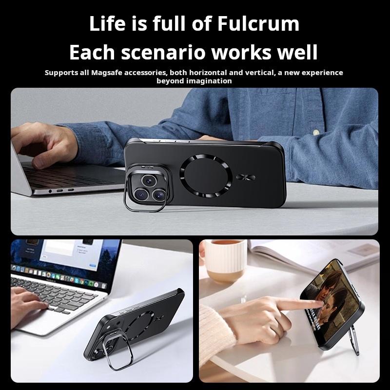 Ultra Thin Metal Lens Holder Frameless for Magsafe Magnetic Case for Iphone 17 Air 16 15 14 Pro Max 13 Solid Matte Skin PC Cover