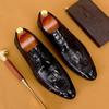 High-End Light Luxury Autumn Leather Hairstylist European Version Leather Shoes Trendy Men Pointed Head Lace-Up British Business Dress Large Size