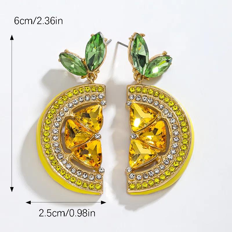 Summer Full  Lemon Drop Dangle Earrings Fruit Pendant Stud Earrings Vacation Beach Party Jewelry Gift