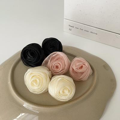 Chiffon Fabric Three-Dimensional Flower Stud Earrings Women'S Summer Small Fresh Gentle Sweet Cute Fashion Versatile Earrings Earrings