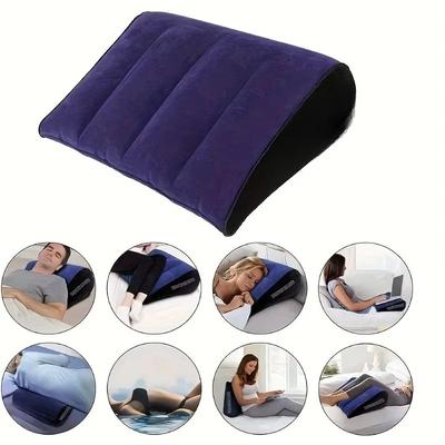 Coussin Gonflable Triangle en PVC Oreiller de Jambe en Peluche pour Usage Domestique et Extérieur