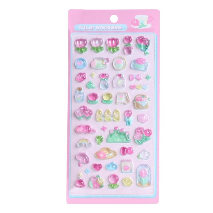 1 Sheet High Grade 3D Relief Sticker Flower Grass Musical Raised Sticker Adhesive Decorative Phone Case Accessories