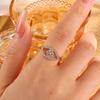 ZAKOL Fashion Turkey Evil Eye Zircon Inlaid Adjustable Open Rings Sliver Gold Color Aesthetic Ring Party Zircon Anillos Mujer