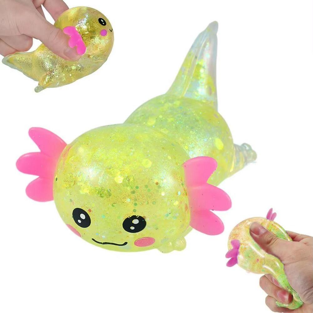 Fun Squeeze Salamander Squishy Toys Elasticity Glitter Axolotl Squishy Toy Fidget