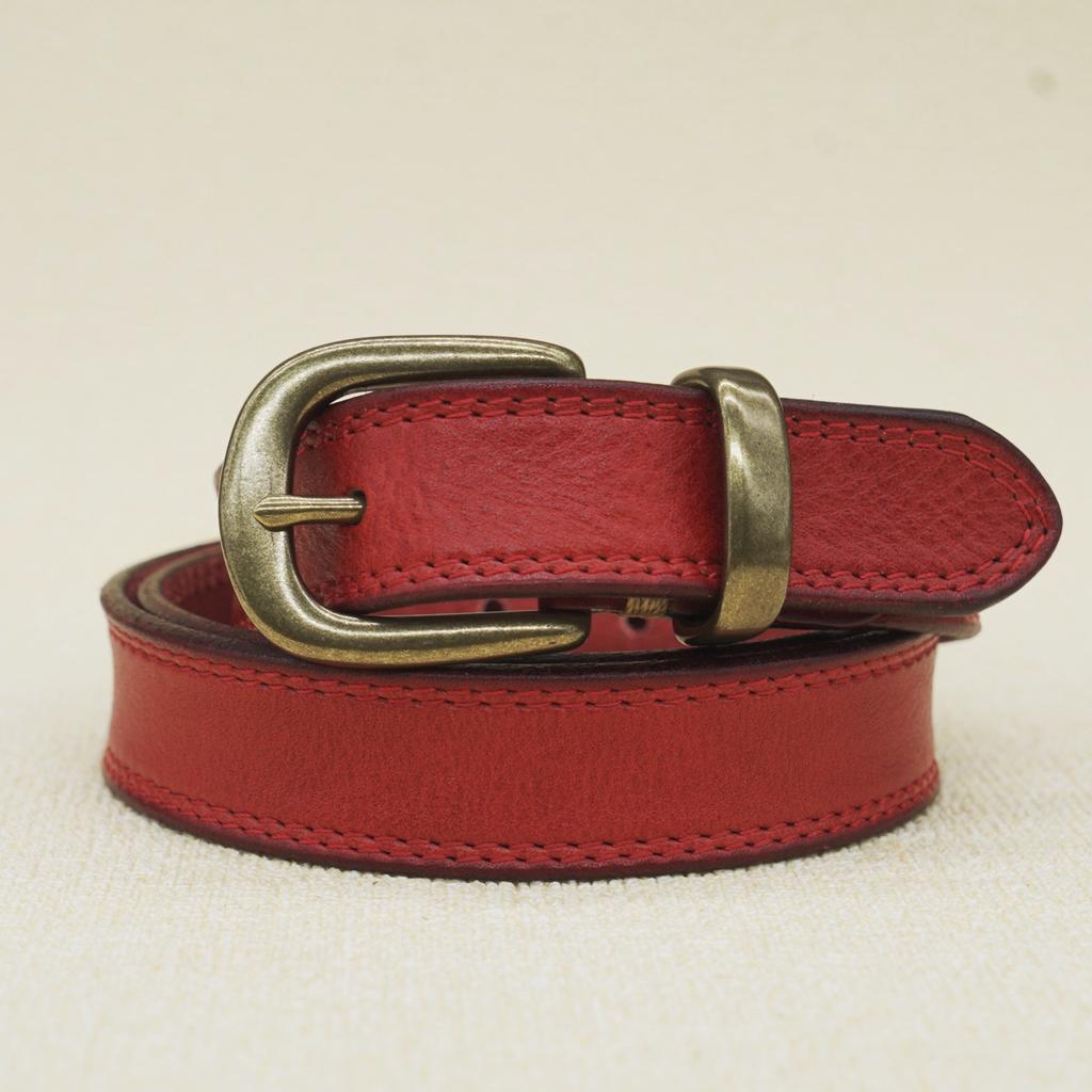 2.8Cm Women'S Belt Pure Copper First-Layer Cowhide Harbor Style Jeans Fashion Trendy Decorative Belt