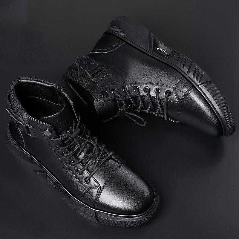 Martin boots men's new autumn and winter velvet men's British high-top casual leather shoes non-slip genuine leather men's shoes