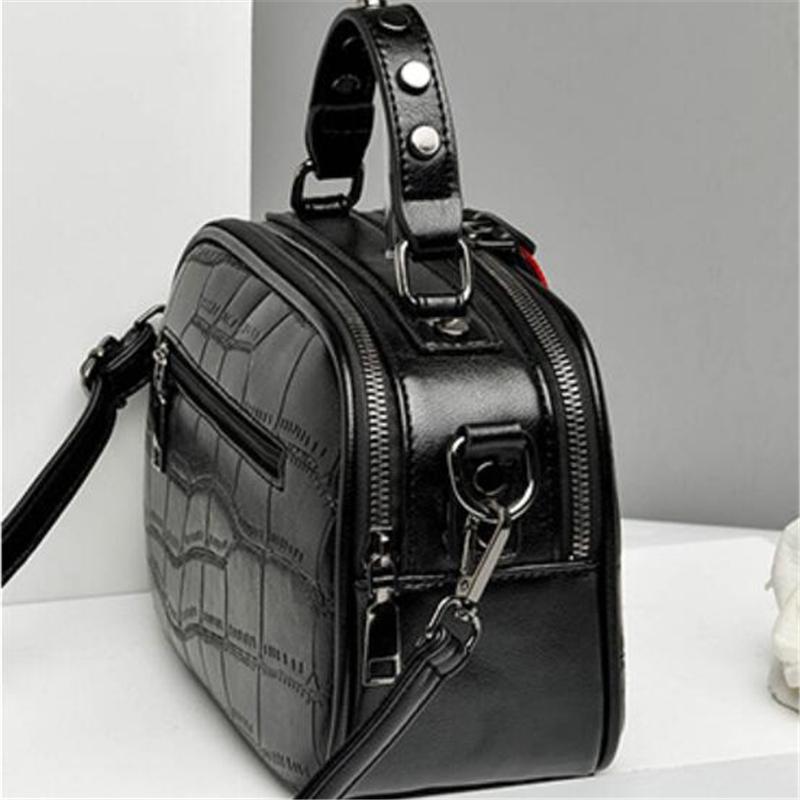 Freizeit PU-Leder Messenger Damen Umhängetaschen Kontrastfarbe Reißverschluss Gitter Umhängetaschen