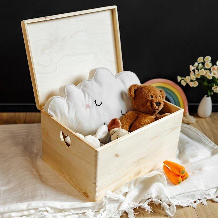 Creative Deco Caisse Bois Rangement 40x30x24cm - Boîte de Rangement Bois - Boite Rangement Cuisine - Caisse de Rangement Couvercle