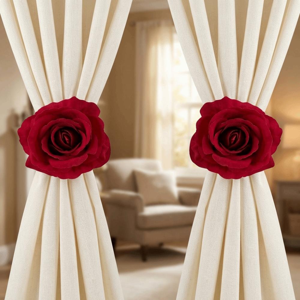 Romantic Rose Curtain Clips Realistic Exquisite Window Screen Fastener Clip Decorative Curtain Straps Clips Party