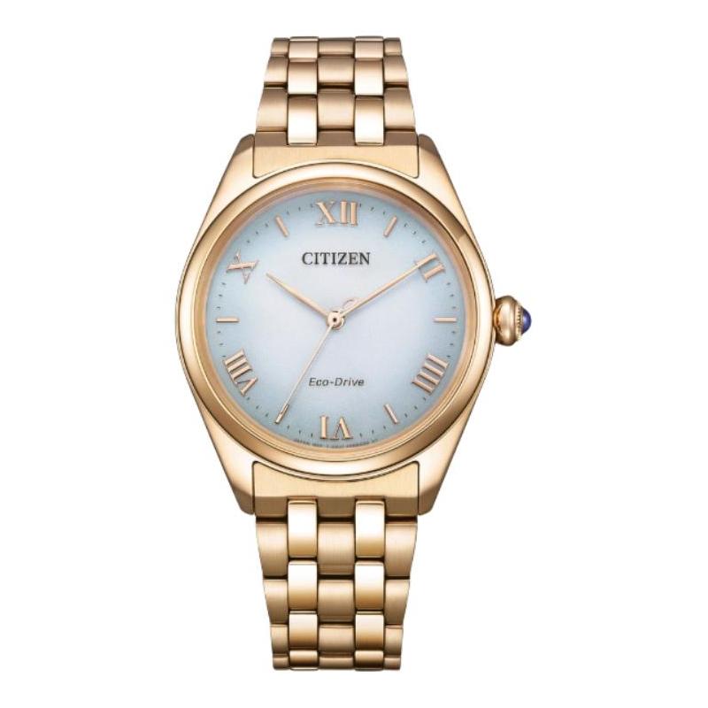 

CITIZEN L series 50 meters waterproof light Quartz Steel Strap 33mm women s watch white dial EM1143-81X синій