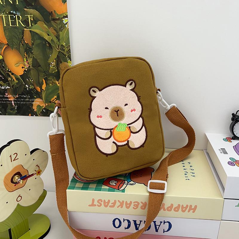 Adorable Cartoon Canvas Shoulder Bag For Kids Perfect For Everyday Use And Storage